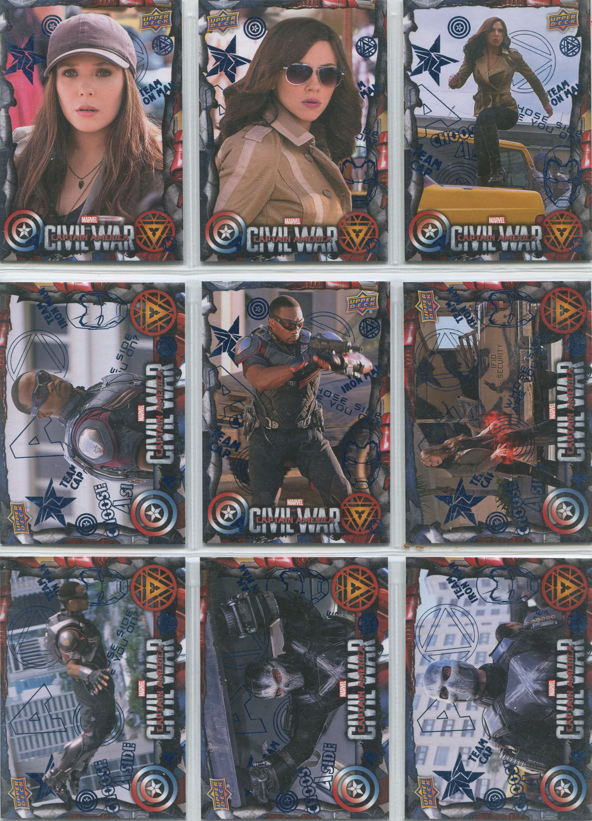 Captain America Civil War Complete 60 Card Blue Parallel Base Set